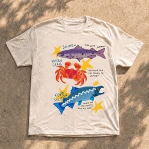 Salmon Crab Fish Graphic Tee White Unisex